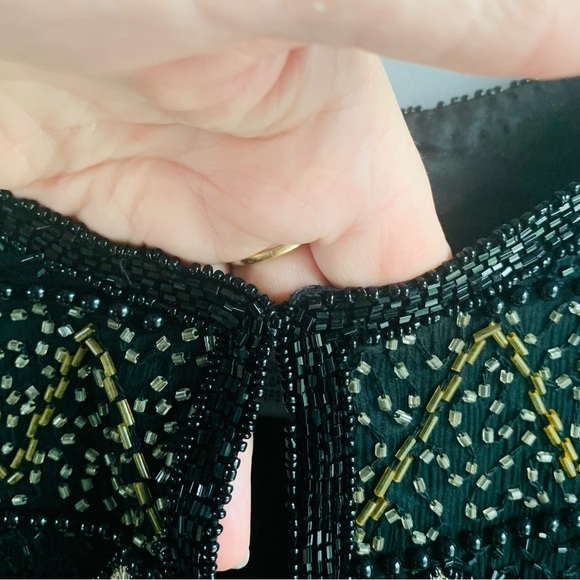 Papell Boutique Vintage Beaded Evening Jacket Black Silver Gold Embroidery Small - Picture 3 of 9